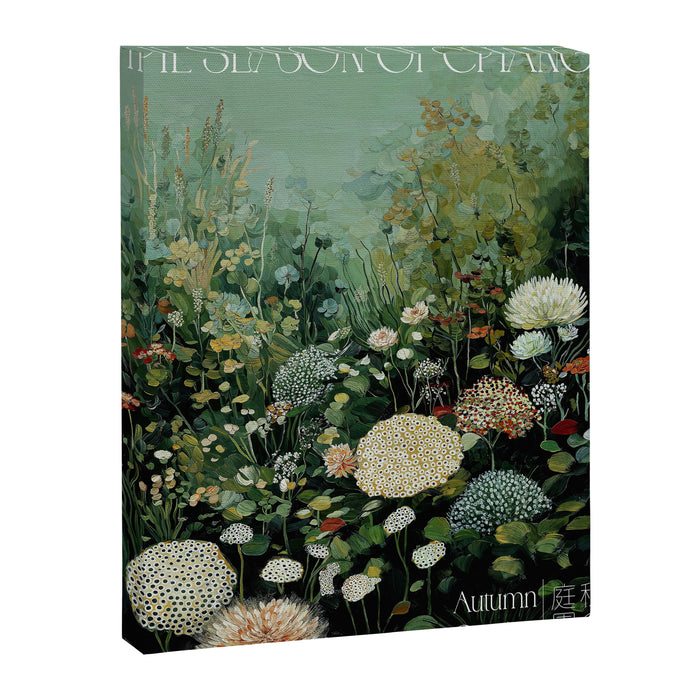 Floral Painting Fall Decor Japanese Wall Art Autumn Botanical Japandi Poster sage green Wall Art Canvas Print Gallery Image 1