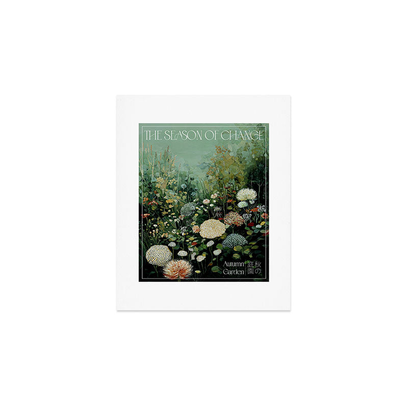 Floral Painting Fall Decor Japanese Wall Art Autumn Botanical Japandi Poster sage green Wall Art Art Print Gallery Image 1