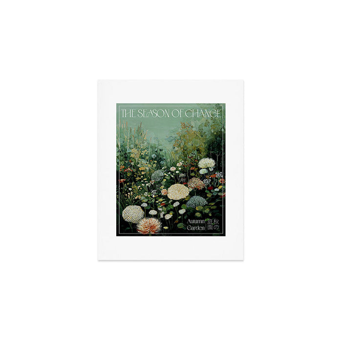 Floral Painting Fall Decor Japanese Wall Art Autumn Botanical Japandi Poster sage green Wall Art Art Print Gallery Image 1