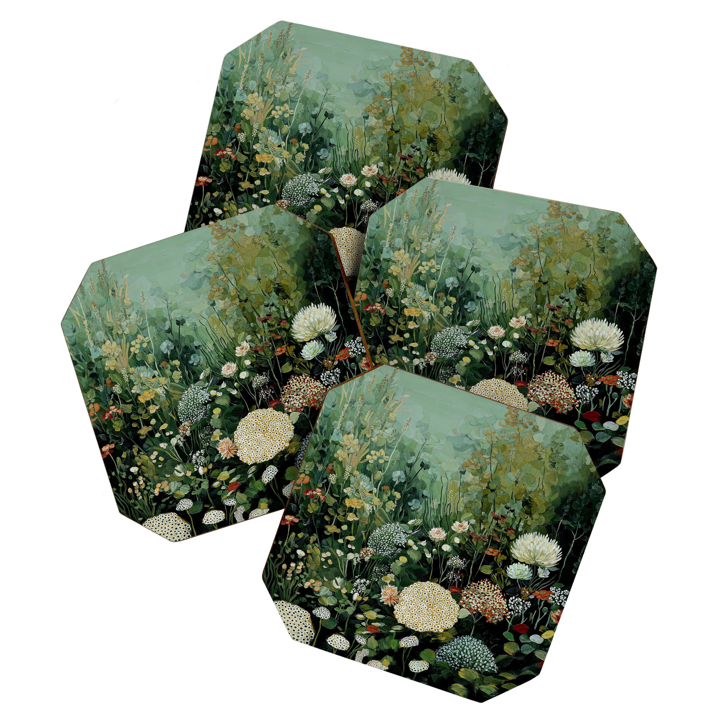 Floral Painting Fall Decor Japanese Wall Art Autumn Botanical Japandi Poster sage green Wall Art Coaster Gallery Image 1