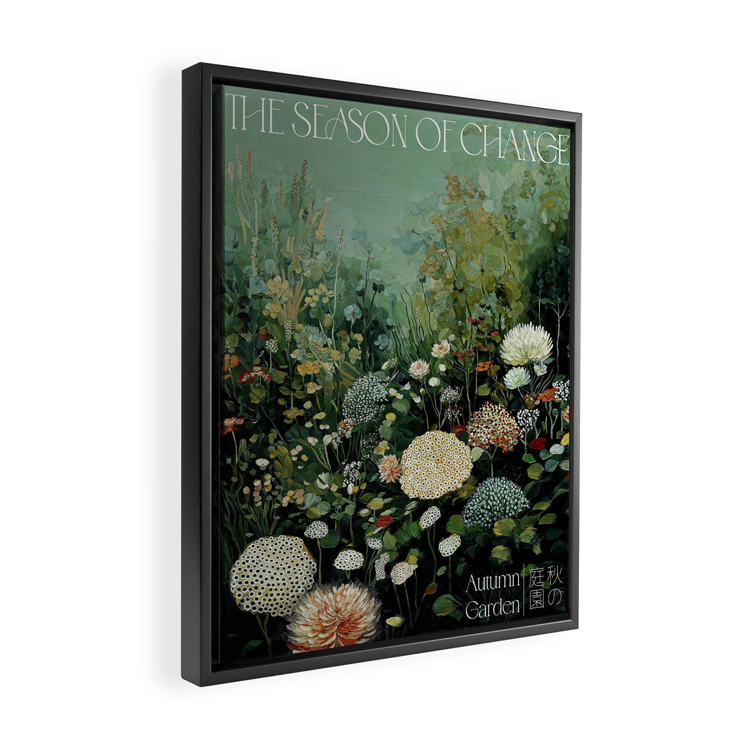 Floral Painting Fall Decor Japanese Wall Art Autumn Botanical Japandi Poster sage green Wall Art Framed Canvas Print Gallery Image 2