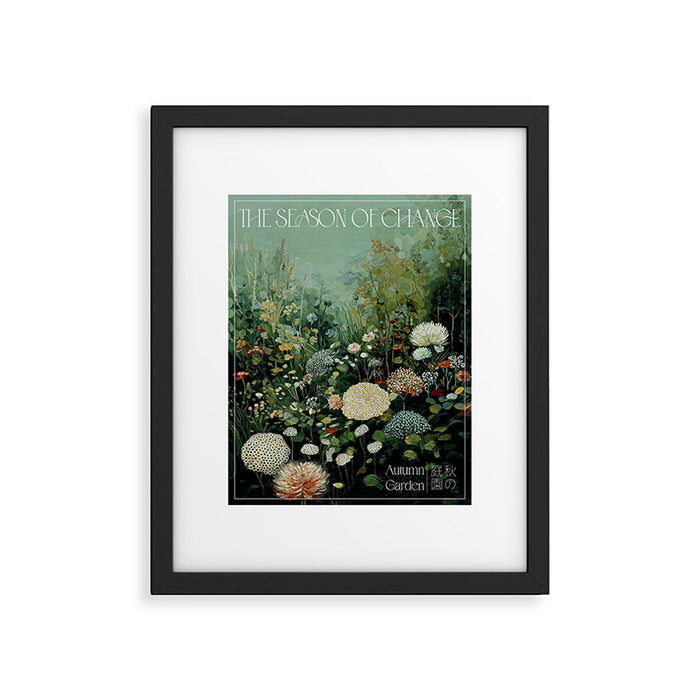 Floral Painting Fall Decor Japanese Wall Art Autumn Botanical Japandi Poster sage green Wall Art Framed Art Print Gallery Image 1