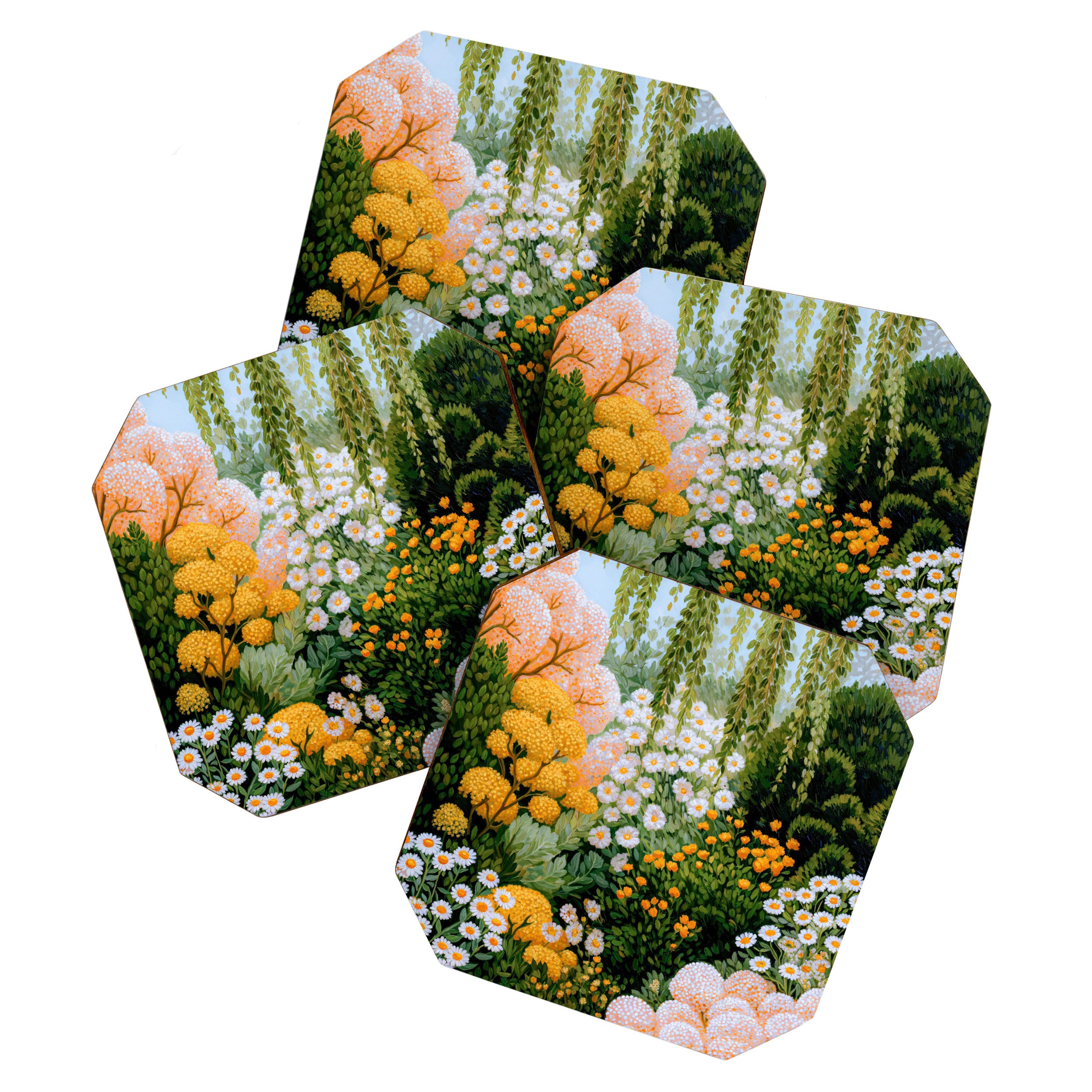Floral Painting Maximalist Dopamine Decor Flower Print Polkadot Art Japanese Wall Art Sage Green Art Coaster Gallery Image 1
