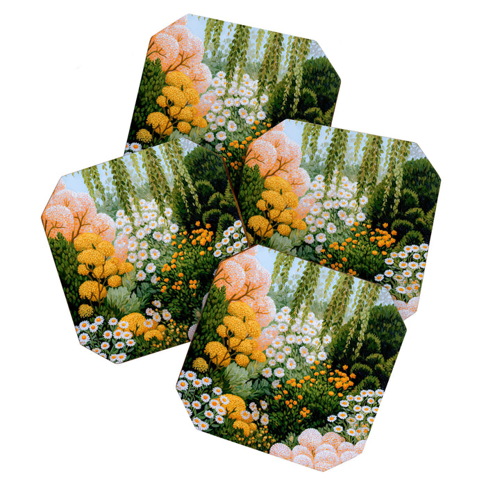 Floral Painting Maximalist Dopamine Decor Flower Print Polkadot Art Japanese Wall Art Sage Green Art Coaster Gallery Image 1