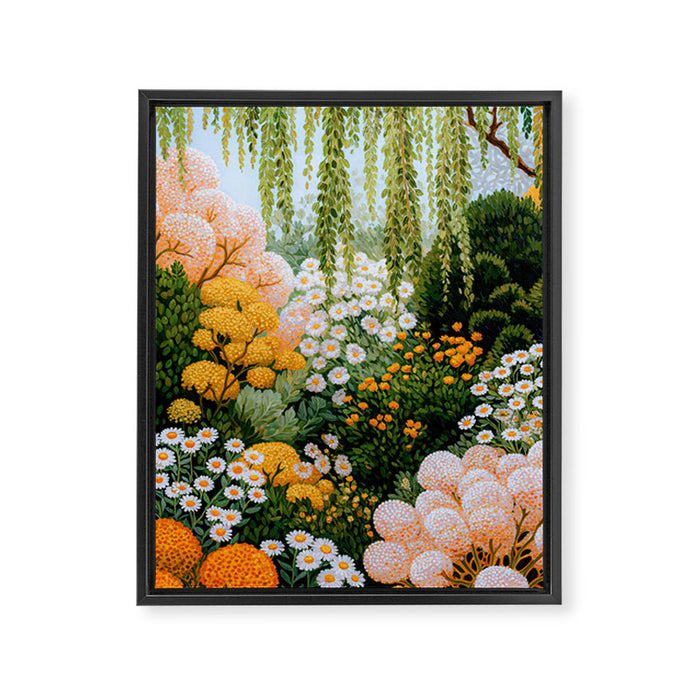 Floral Painting Maximalist Dopamine Decor Flower Print Polkadot Art Japanese Wall Art Sage Green Art Framed Canvas Print Gallery Image 1