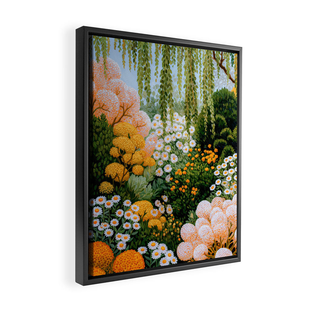 Floral Painting Maximalist Dopamine Decor Flower Print Polkadot Art Japanese Wall Art Sage Green Art Framed Canvas Print Gallery Image 2