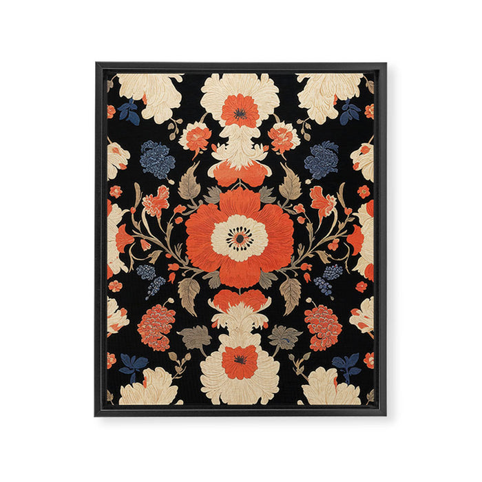 Floral Symphony of Elegance Stitch Pattern Framed Canvas Print Gallery Image 1