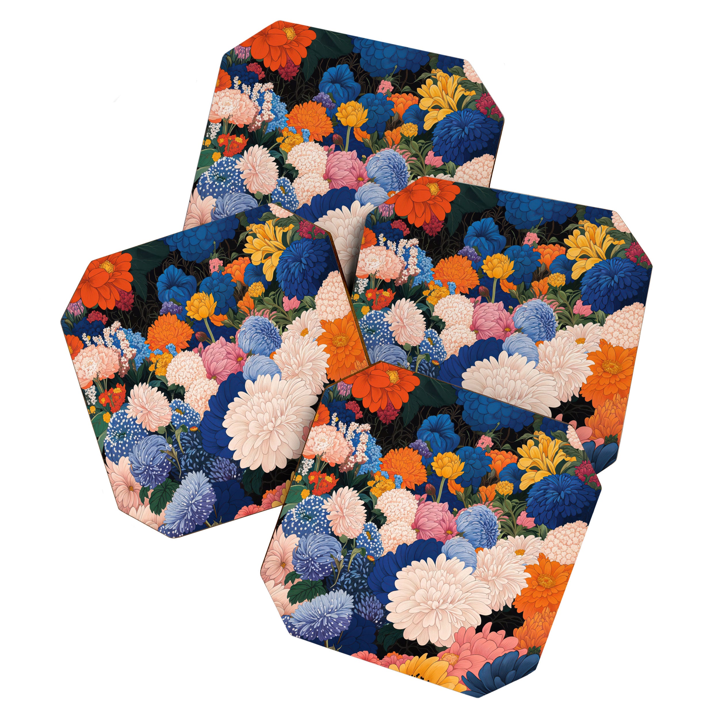 Floral Wall Art Botanical Poster Japanese Painting Maximalist Dopamine Decor Flower Print Coaster Gallery Image 1