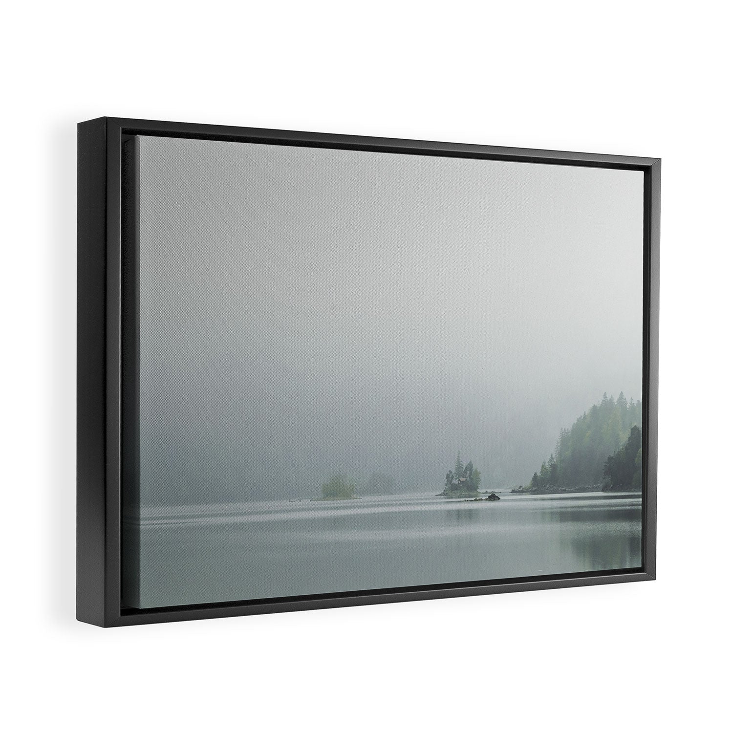 Fog over the Lake - Landscape Photography Framed Canvas Print Gallery Image 2