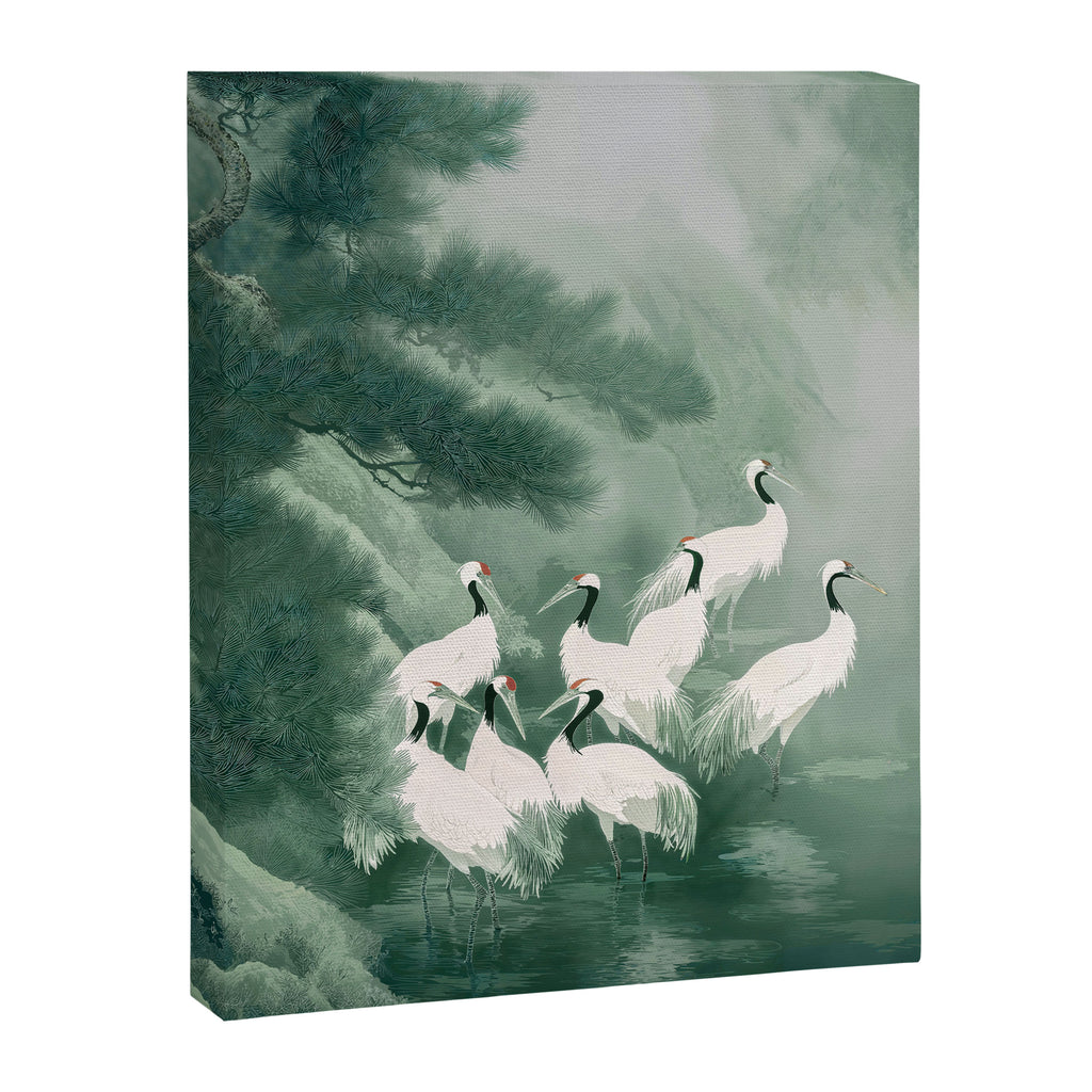 Japandi Wall Art chinoiserie Bird Poster Japanese wabi Sabi sage Green Forest maximalist Painting Canvas Print Gallery Image 6