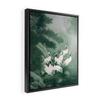 Japandi Wall Art chinoiserie Bird Poster Japanese wabi Sabi sage Green Forest maximalist Painting Framed Canvas Print Gallery Image 2