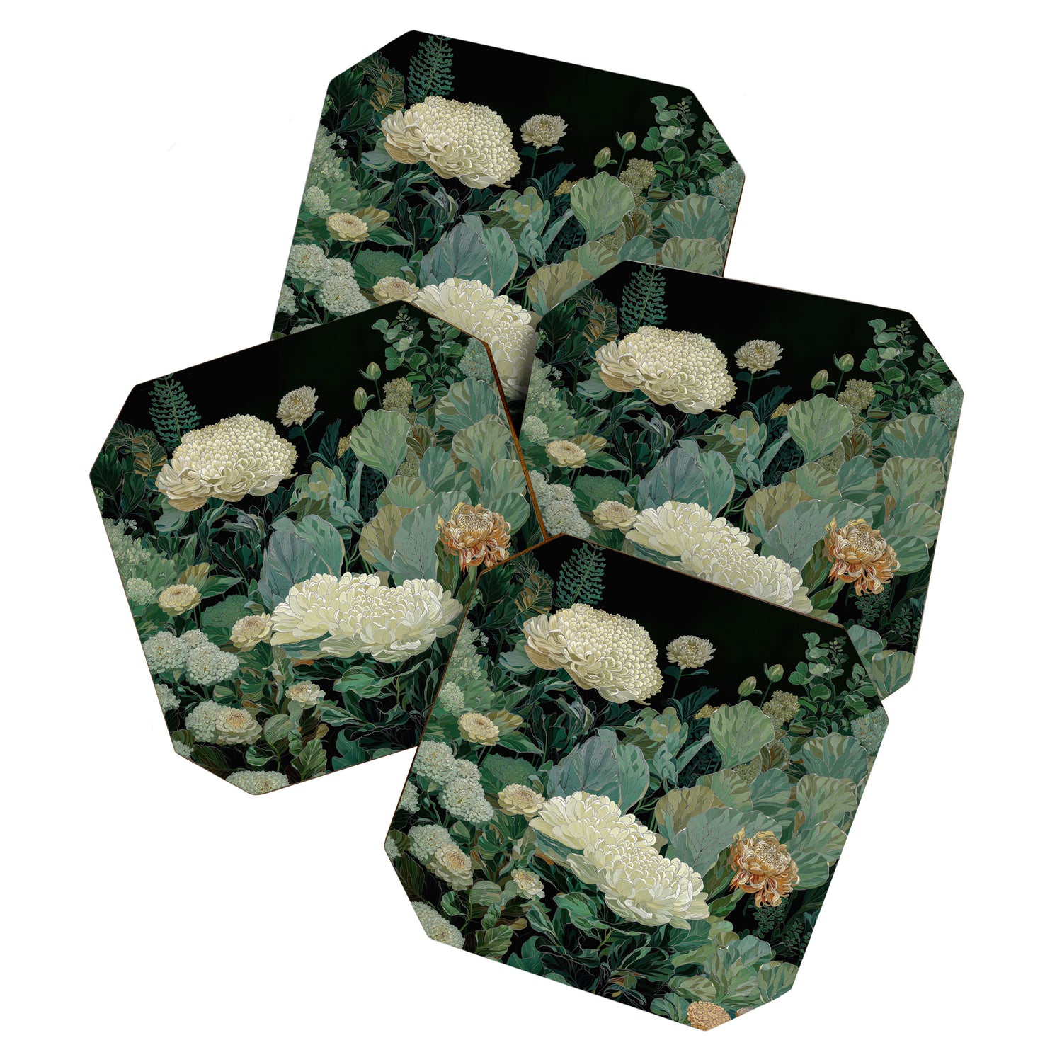 Japandi Wall Art Floral Print Maximalist Botanical Sage Green Flower Painting Japanese Forest poster Coaster Gallery Image 1