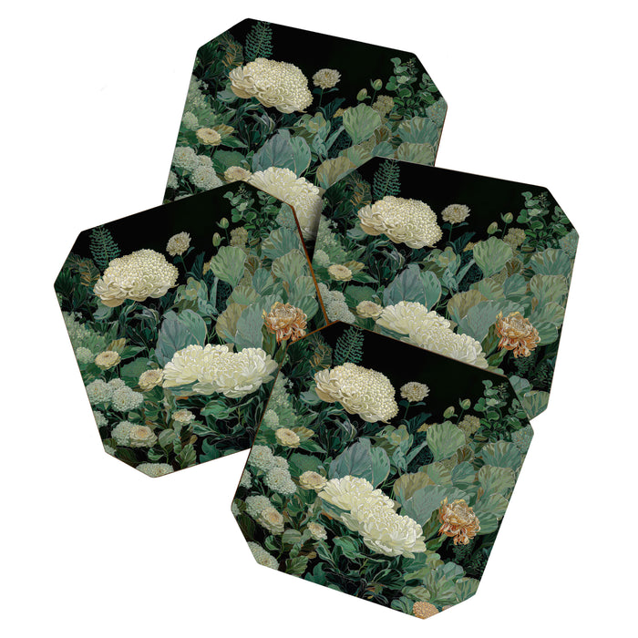 Japandi Wall Art Floral Print Maximalist Botanical Sage Green Flower Painting Japanese Forest poster Coaster Gallery Image 1