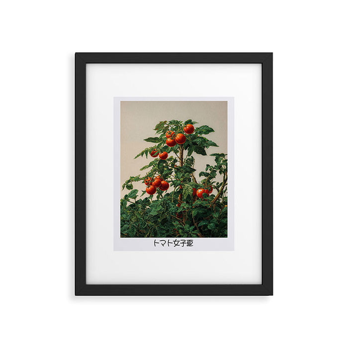 Japandi Wall Art Tomato Girl Summer Japanese Art Botanical Wall Art Sage Green Poster Maximalist Art Framed Art Print Gallery Image 1