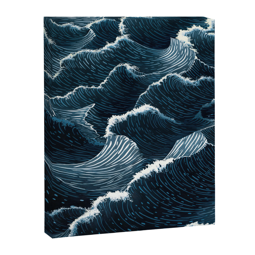 Japandi Wall Art Wabi Sabi Print Mid century Modern Navy Blue Art Minimalist Japanese Art Ocean art  Canvas Print Gallery Image 6
