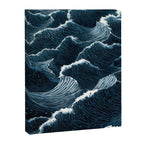 Japandi Wall Art Wabi Sabi Print Mid century Modern Navy Blue Art Minimalist Japanese Art Ocean art  Canvas Print Gallery Image 6