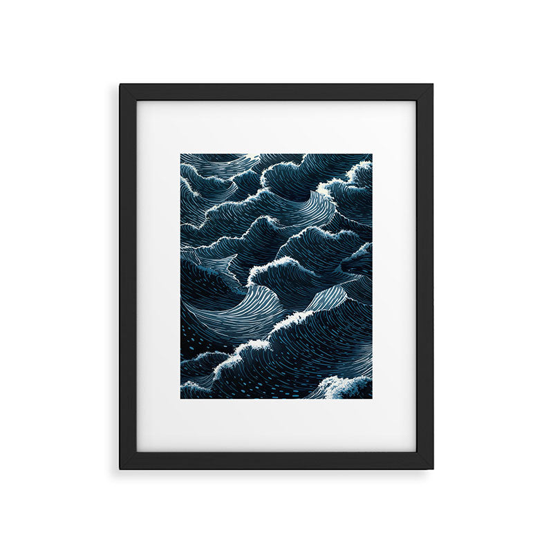Japandi Wall Art Wabi Sabi Print Mid century Modern Navy Blue Art Minimalist Japanese Art Ocean art  Framed Art Print Gallery Image 5