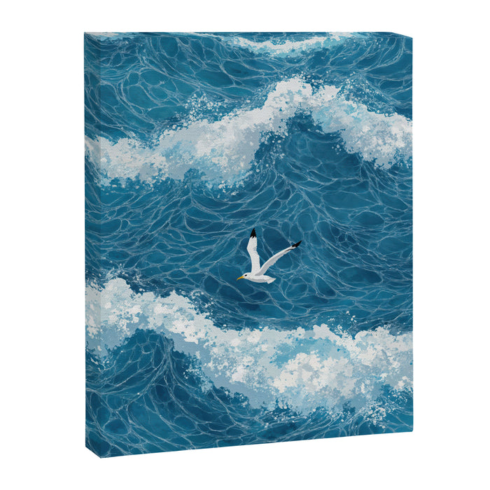 Japanese Art Bird Art Navy Blue Wall Art Japandi Poster Mid century Ocean Wall art Wabi Sabi Print Canvas Print Gallery Image 1