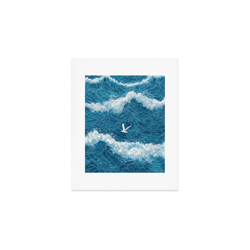 Japanese Art Bird Art Navy Blue Wall Art Japandi Poster Mid century Ocean Wall art Wabi Sabi Print Art Print Gallery Image 1