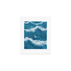 Japanese Art Bird Art Navy Blue Wall Art Japandi Poster Mid century Ocean Wall art Wabi Sabi Print Art Print Gallery Image 1