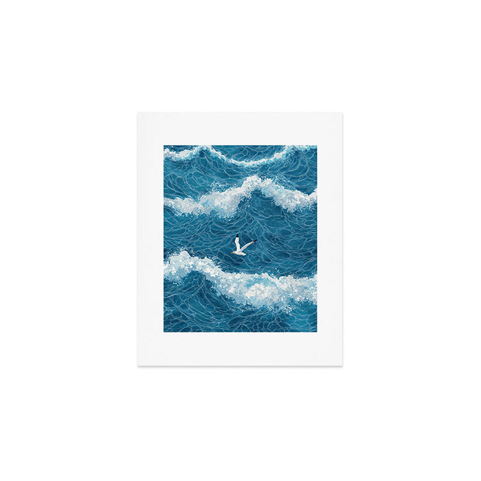 Japanese Art Bird Art Navy Blue Wall Art Japandi Poster Mid century Ocean Wall art Wabi Sabi Print Art Print Gallery Image 1