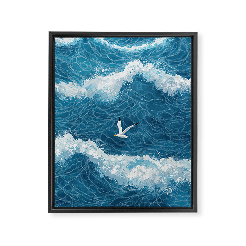 Japanese Art Bird Art Navy Blue Wall Art Japandi Poster Mid century Ocean Wall art Wabi Sabi Print Framed Canvas Print Gallery Image 6