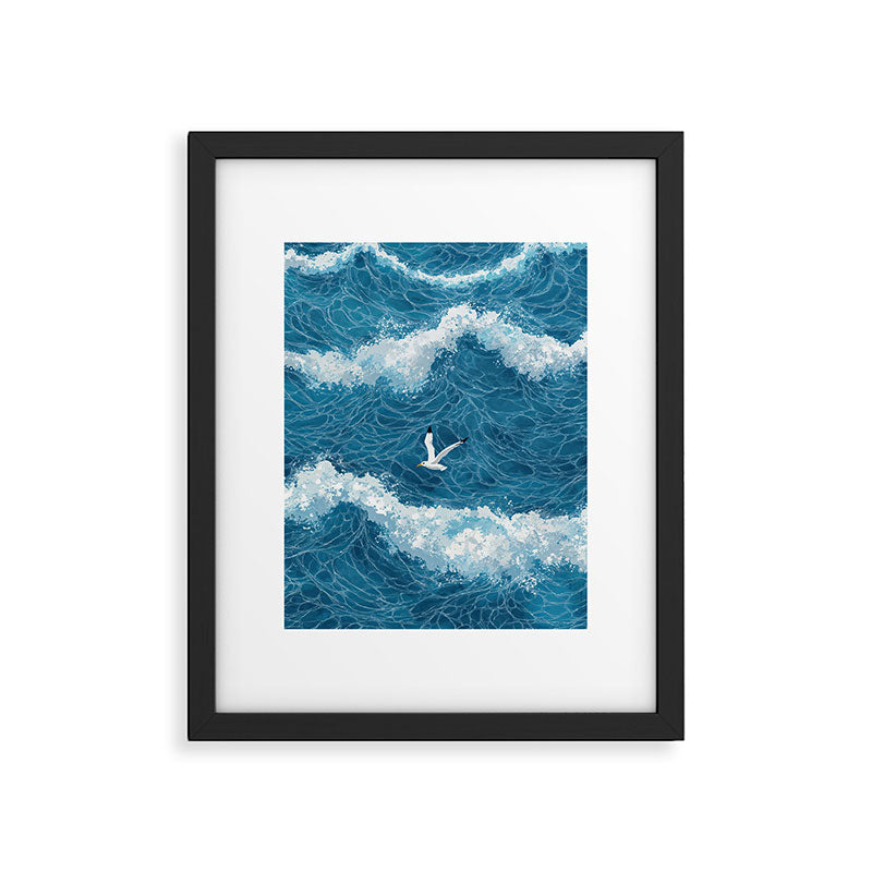 Japanese Art Bird Art Navy Blue Wall Art Japandi Poster Mid century Ocean Wall art Wabi Sabi Print Framed Art Print Gallery Image 5