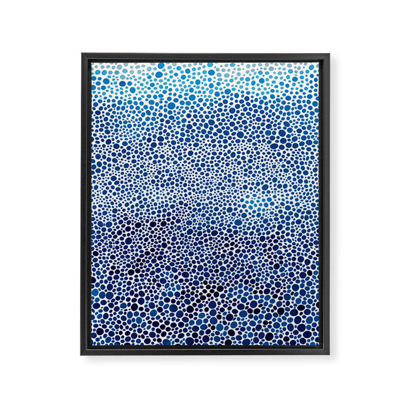 Japanese Art Navy Blue Wall Art Polkadot Abstract Print maximalist Wall Art Wabi Sabi Poster Framed Canvas Print Gallery Image 6