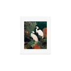 Japanese chinoiserie Bird Wall Art Maximalist Green Print Heron Painting japandi living room poster Art Print Gallery Image 1
