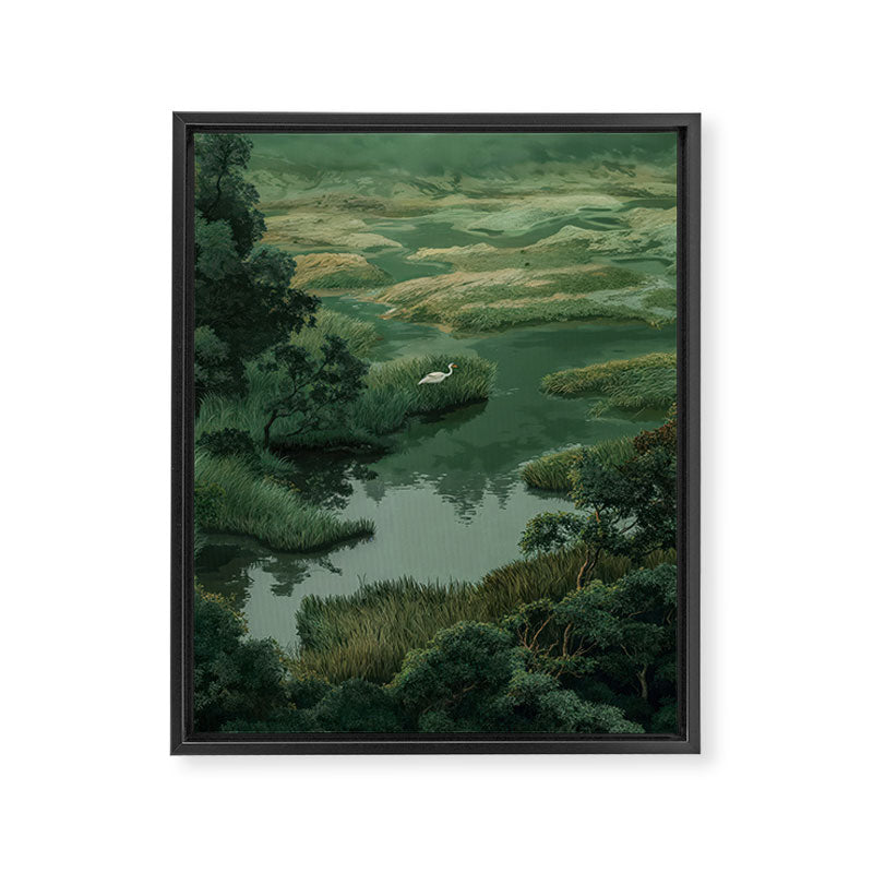 Japanese Forest Painting Sage Green Wall Art Wabi Sabi Wall Art Minimalist Japanese Poster Framed Canvas Print Gallery Image 6