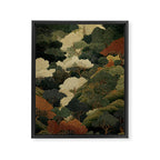 Japanese green Forest Painting Autumn Art Japandi Wall Art maximalist Art Nouveau Botanical Print Framed Canvas Print Gallery Image 6
