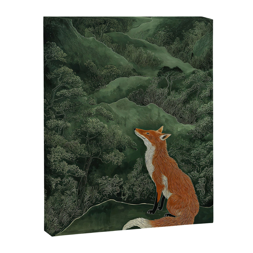 Japanese Painting Botanical Wall Art Japanese Art Green Poster Fox Art Wabi Sabi Minimalist Art  Canvas Print Gallery Image 6
