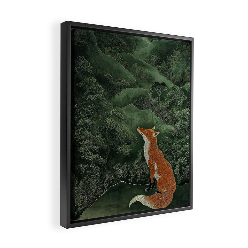 Japanese Painting Botanical Wall Art Japanese Art Green Poster Fox Art Wabi Sabi Minimalist Art  Framed Canvas Print Gallery Image 2