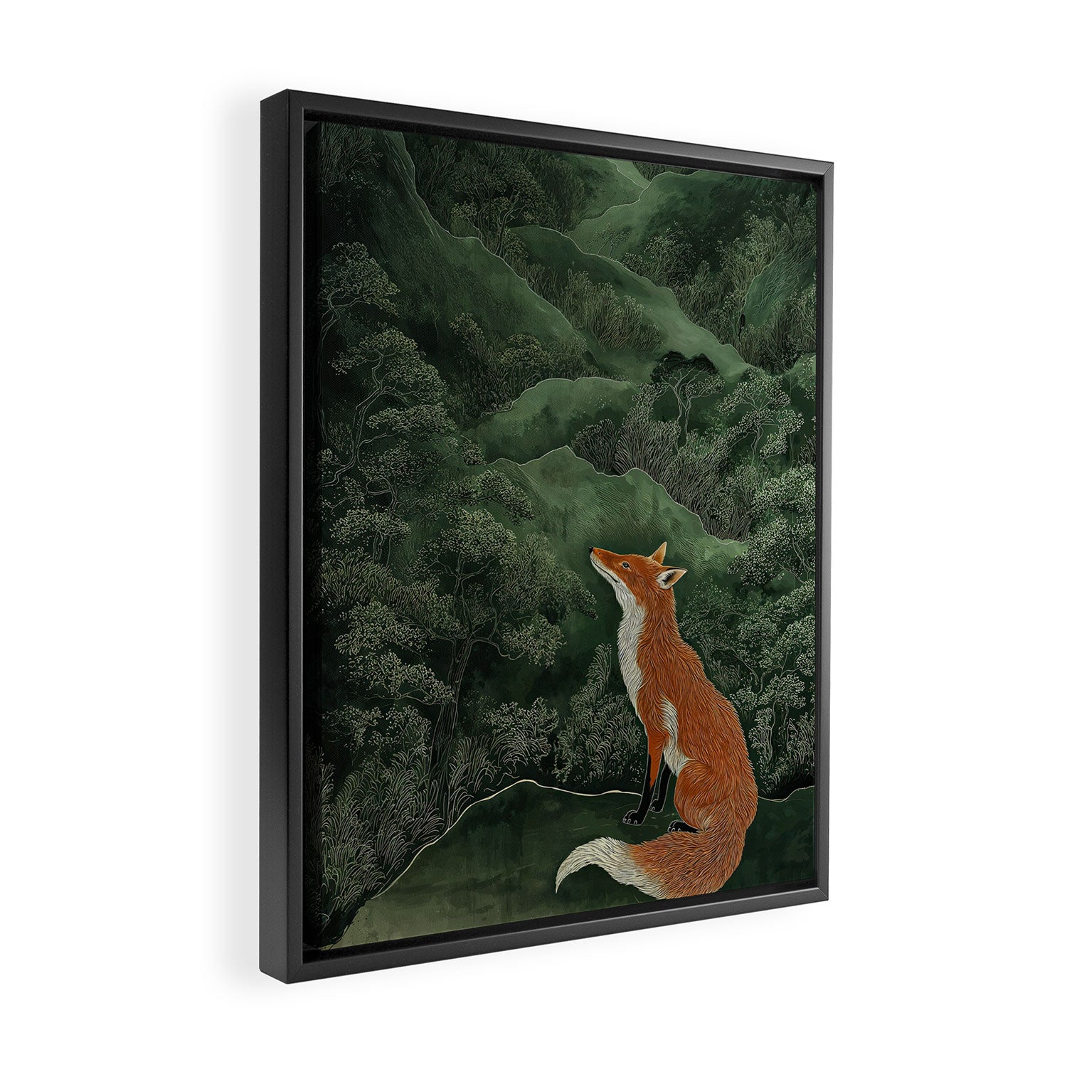 Japanese Painting Botanical Wall Art Japanese Art Green Poster Fox Art Wabi Sabi Minimalist Art  Framed Canvas Print Gallery Image 2