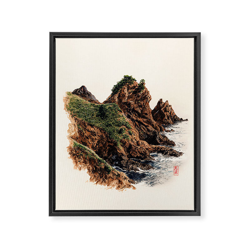 Japanese Painting coastal japandi Art Sage Green Poster Japanese Wall Art Maximalist Wall Art Framed Canvas Print Gallery Image 6