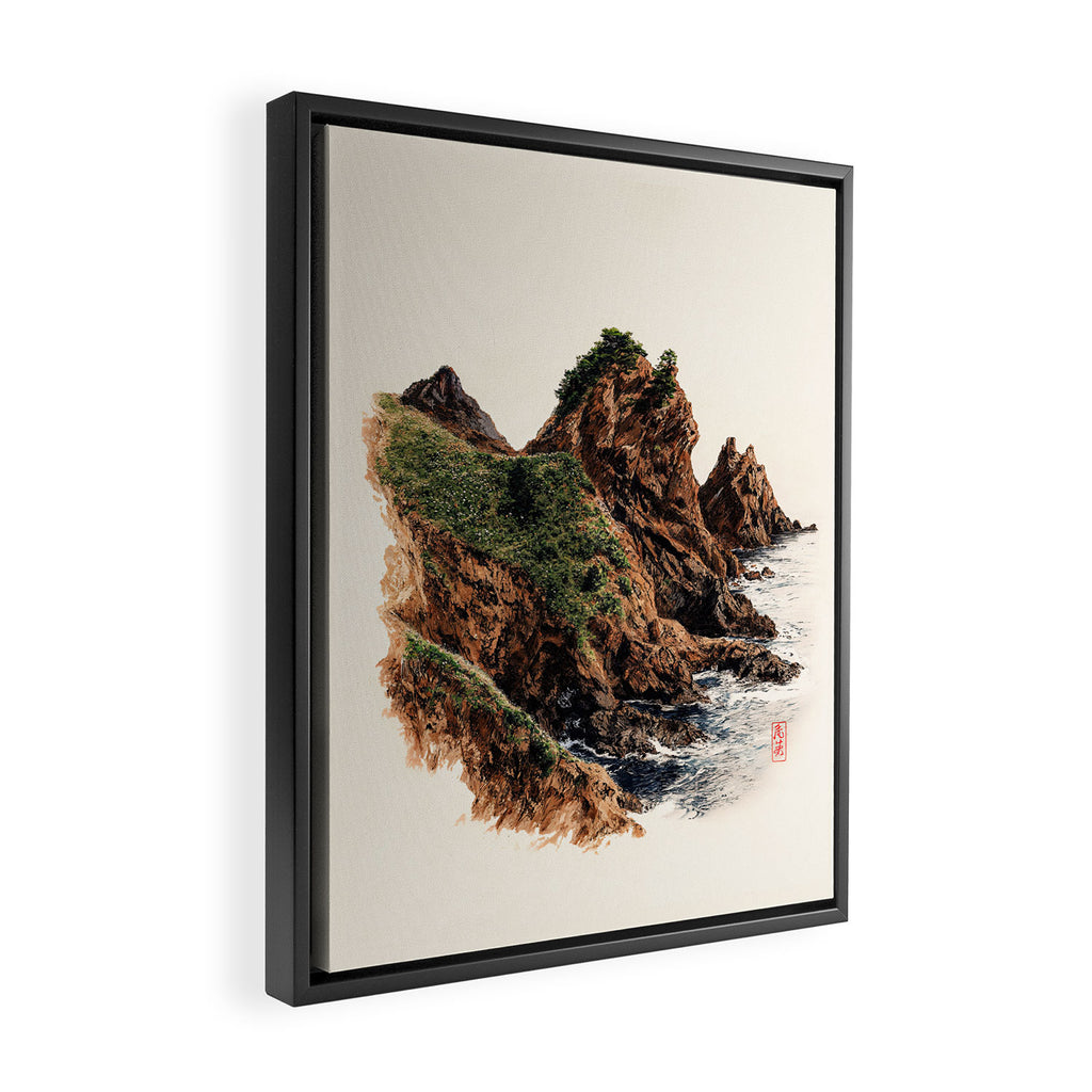 Japanese Painting coastal japandi Art Sage Green Poster Japanese Wall Art Maximalist Wall Art Framed Canvas Print Gallery Image 2