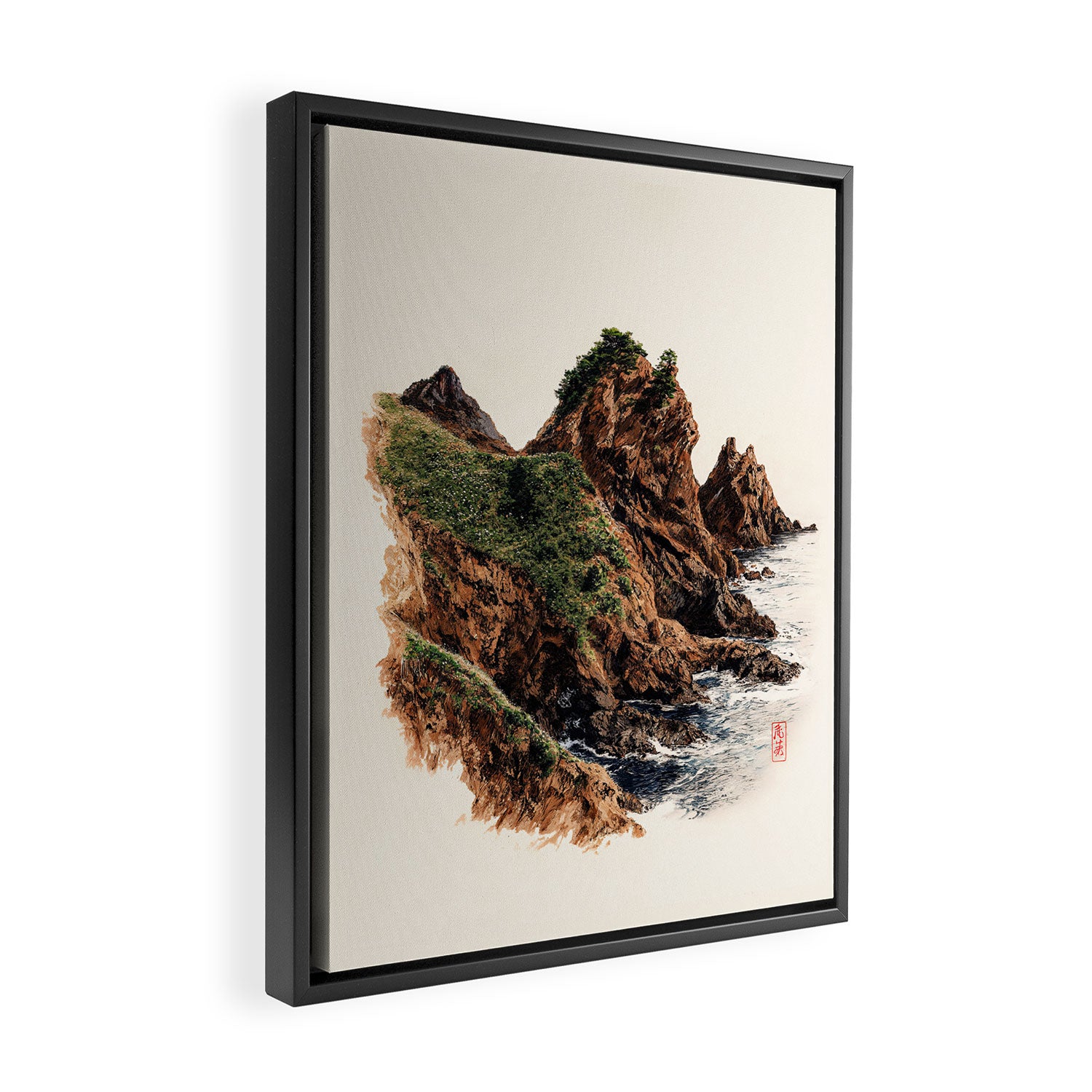 Japanese Painting coastal japandi Art Sage Green Poster Japanese Wall Art Maximalist Wall Art Framed Canvas Print Gallery Image 2