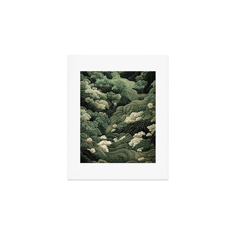 Japanese Painting Green Forest Art Dopamine Decor Wabi Sabi Art Maximalist Wall Art Japandi Art Art Print Gallery Image 1