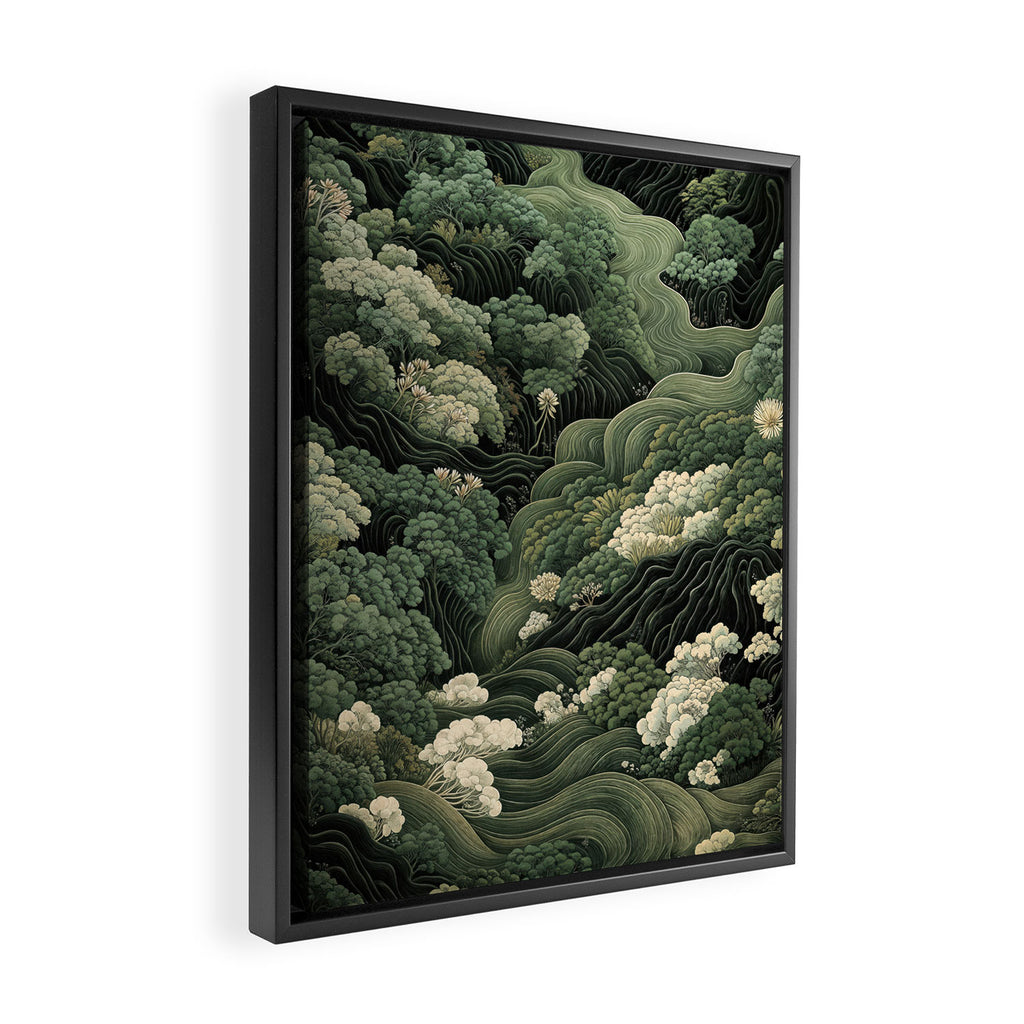 Japanese Painting Green Forest Art Dopamine Decor Wabi Sabi Art Maximalist Wall Art Japandi Art Framed Canvas Print Gallery Image 2