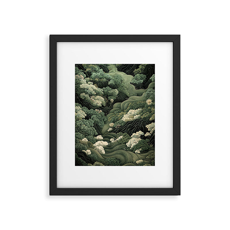 Japanese Painting Green Forest Art Dopamine Decor Wabi Sabi Art Maximalist Wall Art Japandi Art Framed Art Print Gallery Image 5