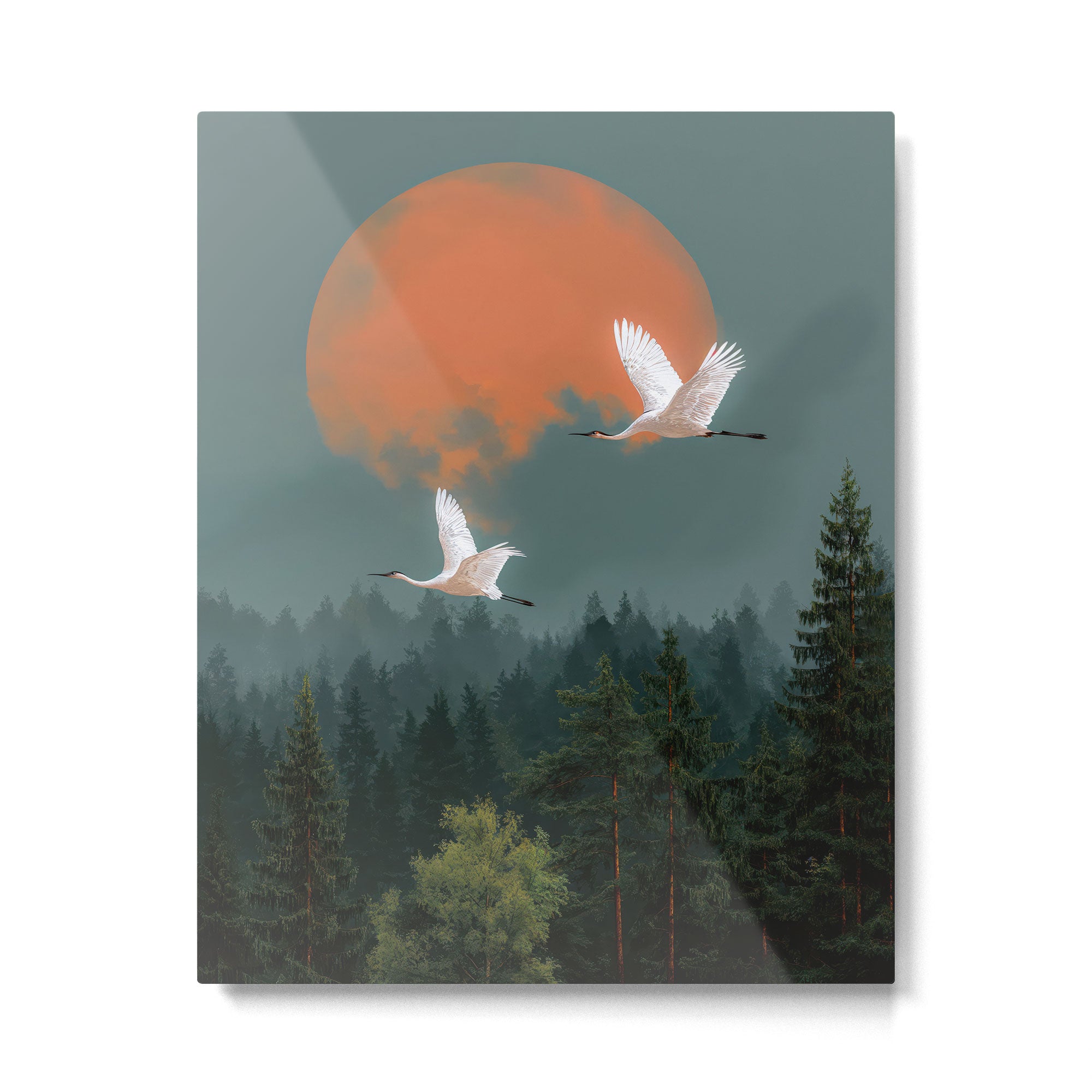Japanese Painting Heron Poster Sage Green Wabi Sabi Wall Art Japanese Art Japandi Wall Art Metal Print Gallery Image 4