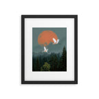 Japanese Painting Heron Poster Sage Green Wabi Sabi Wall Art Japanese Art Japandi Wall Art Framed Art Print Gallery Image 5