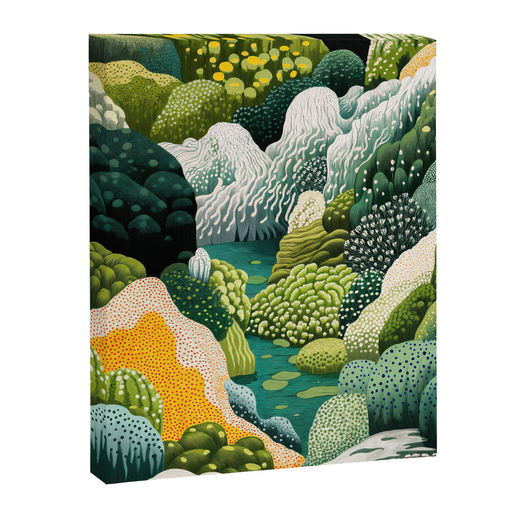 Japanese Painting Maximalist Art Outdoor Poster Sage Green Polkadot Pattern Botanical Wall Art Canvas Print Gallery Image 6