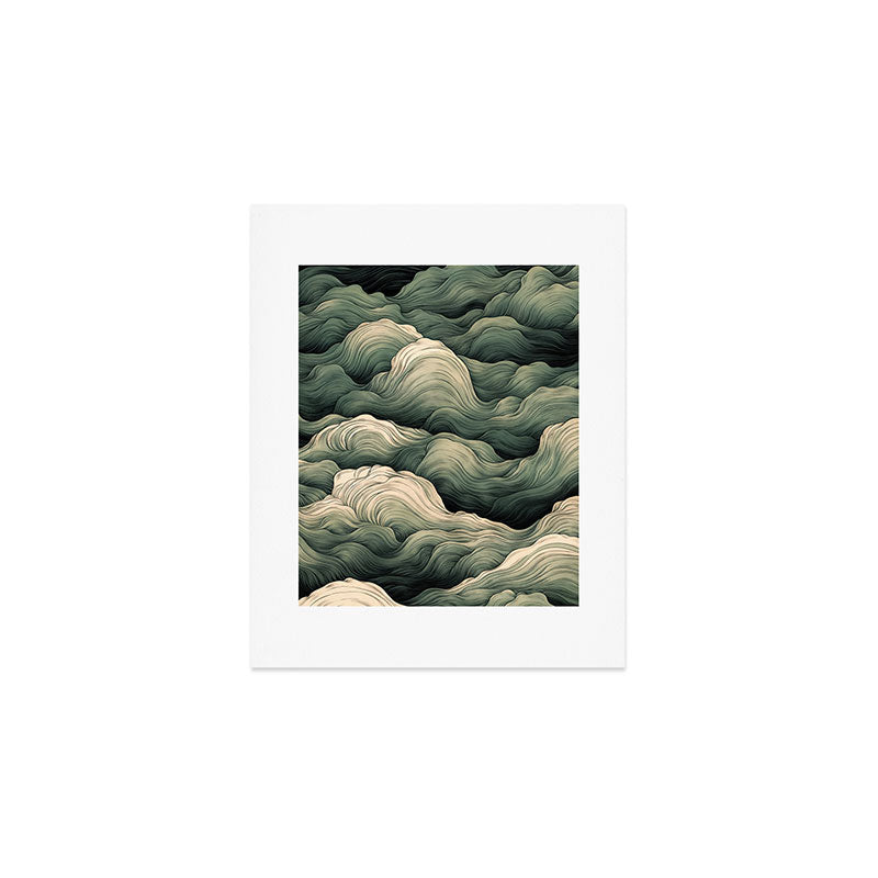 Japanese Painting Wabi Sabi Art Sage Green Decor Japandi Art Minimalist Wall Art Art Print Gallery Image 1