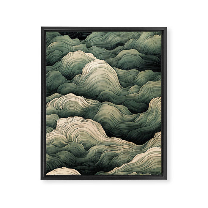 Japanese Painting Wabi Sabi Art Sage Green Decor Japandi Art Minimalist Wall Art Framed Canvas Print Gallery Image 1