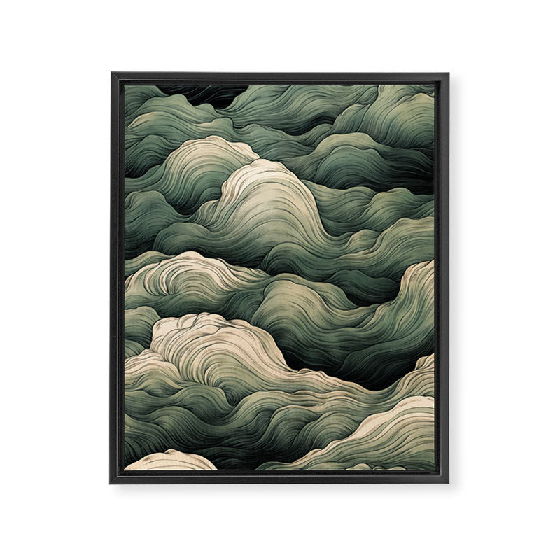 Japanese Painting Wabi Sabi Art Sage Green Decor Japandi Art Minimalist Wall Art Framed Canvas Print Gallery Image 6