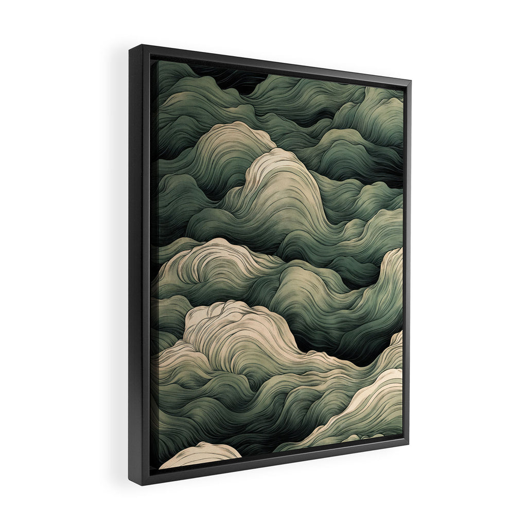 Japanese Painting Wabi Sabi Art Sage Green Decor Japandi Art Minimalist Wall Art Framed Canvas Print Gallery Image 2