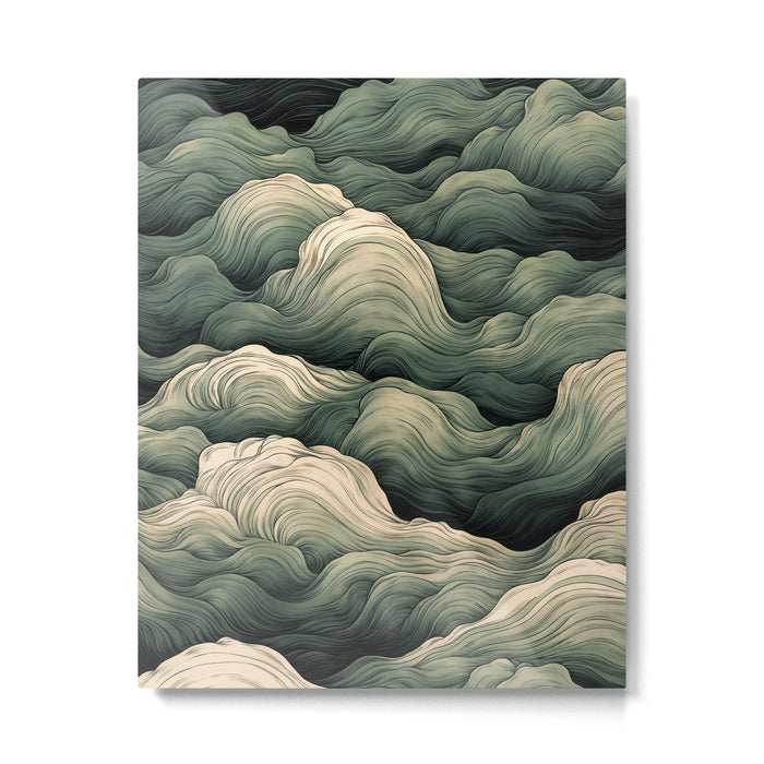 Japanese Painting Wabi Sabi Art Sage Green Decor Japandi Art Minimalist Wall Art Metal Print Gallery Image 1