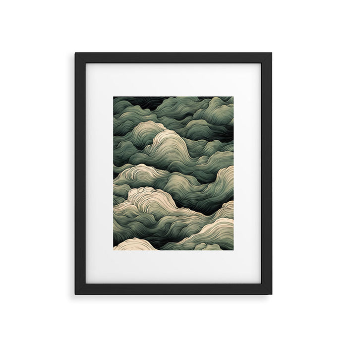 Japanese Painting Wabi Sabi Art Sage Green Decor Japandi Art Minimalist Wall Art Framed Art Print Gallery Image 1