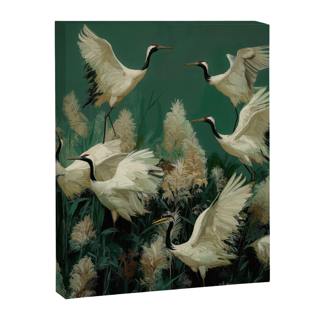 Japanese Poster Heron chinoiserie Print Bird Wall Art asian Japandi Wall Art sage green Painting Canvas Print Gallery Image 6